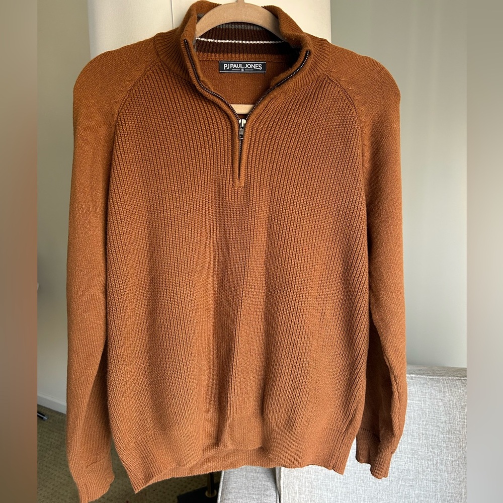 PJ Paul Jones Men's Rust Zip-Up Sweater